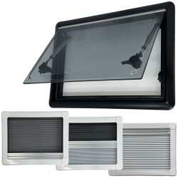 Top Hinged Cassette Camper Window with Black out Blinds and Fly Net Screens